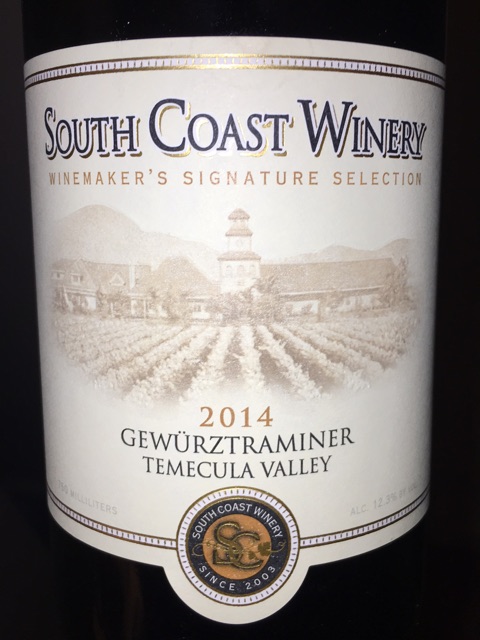 South Coast Winery - Winemaker's Signature Selection Temecula Valley Gewürztraminer - 2014