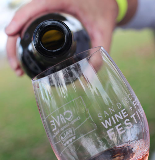 pouring wine in a glass