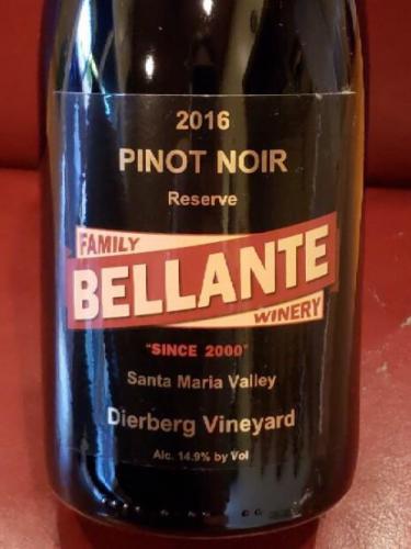 Bellante Family Winery - Pinot Noir Reserve - Dierburg Vineyard - 2016
