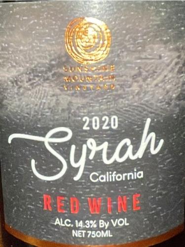 Sunshine Mountain Vineyard - Syrah - 2020