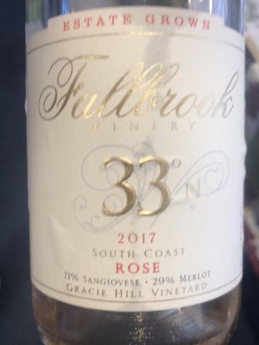 Fallbrook Winery - Gracie Hill Vineyard 33°N Rosé - 2017
